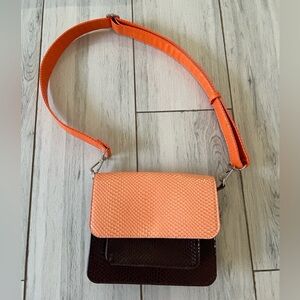 Hvisk Vegan Leather Bag Burgundy Orange Pink Boho Chic Crocodile Adjustable